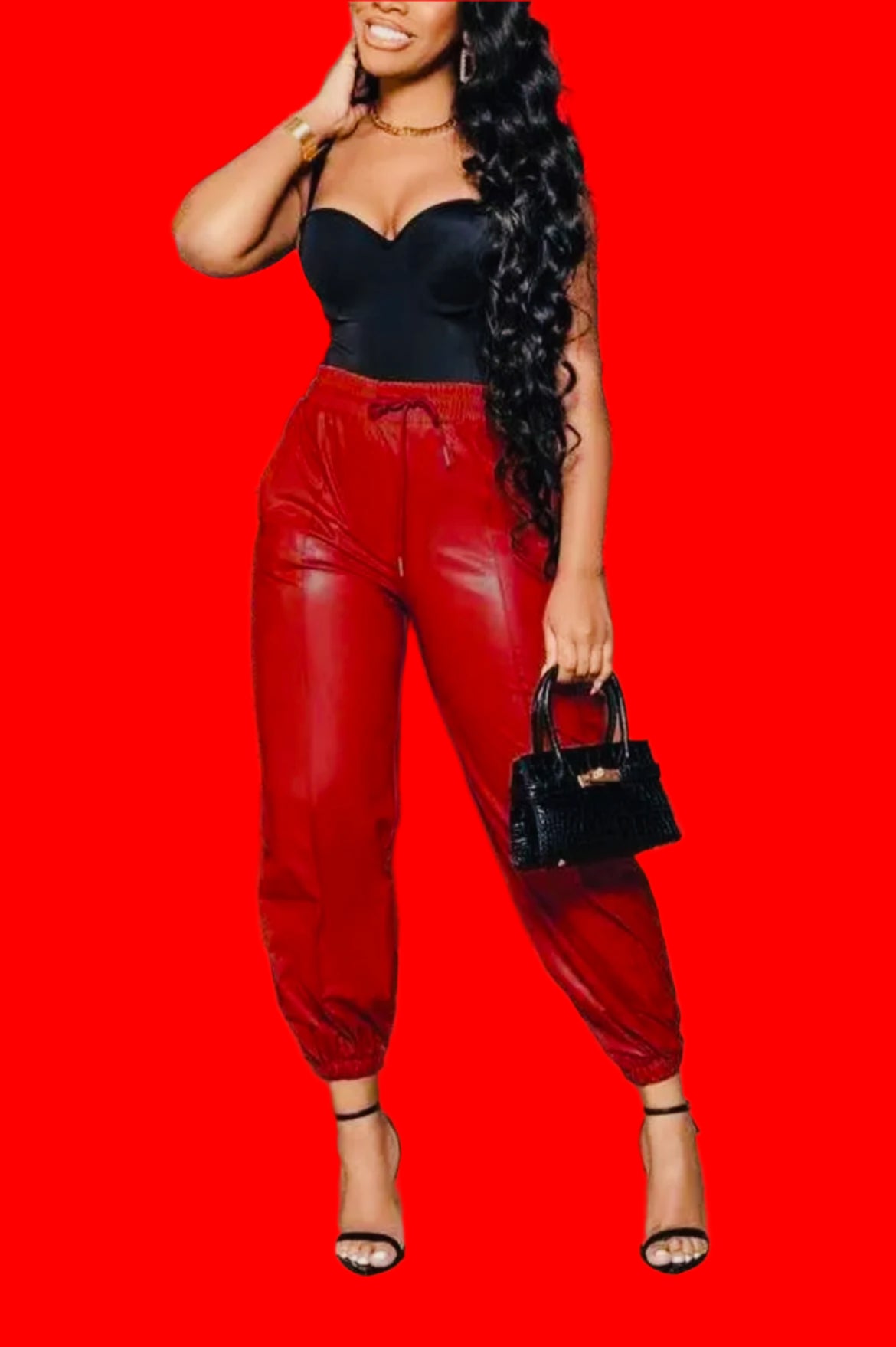 Jazzy Faux Leather Jogger Pants