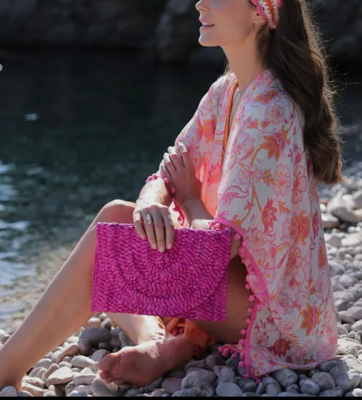 Medium Straw Envelope Clutch Purse