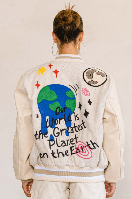 Greatest Planet on Earth Varsity Jacket