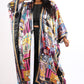 Printed satin kimono