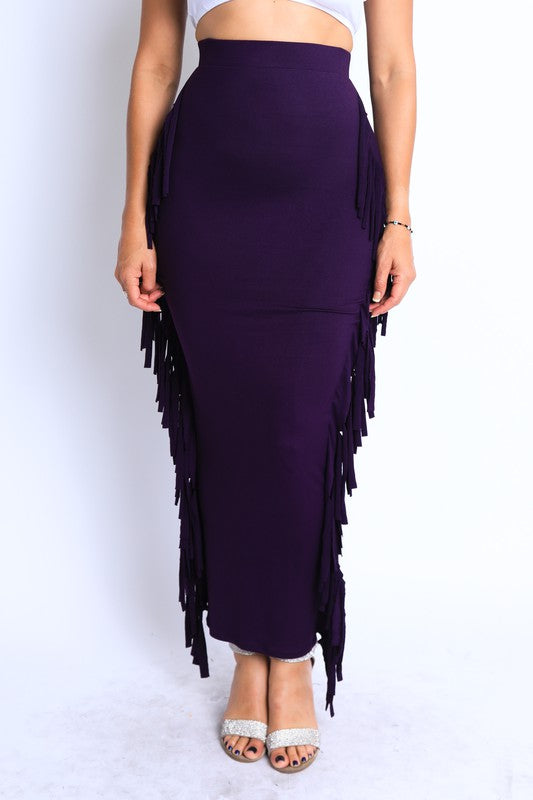 Fringed maxi skirt