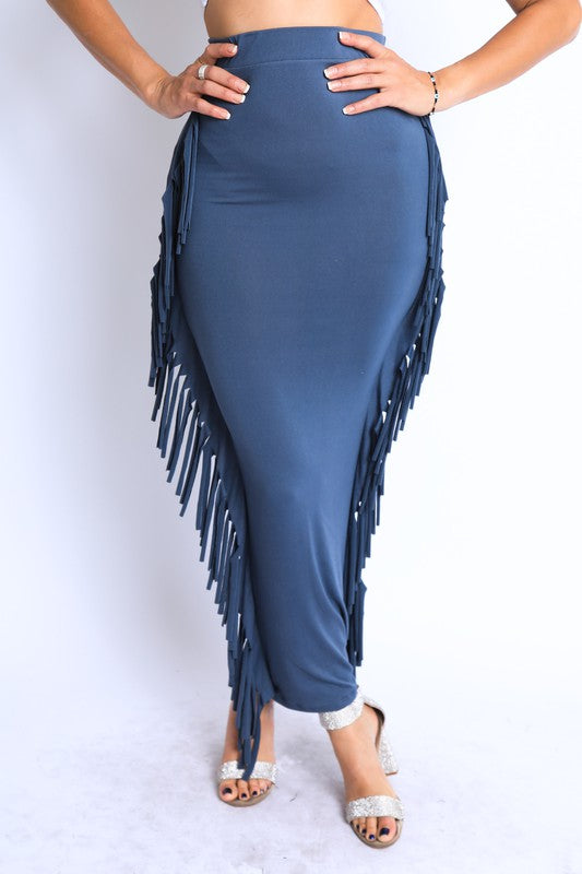 Fringed maxi skirt