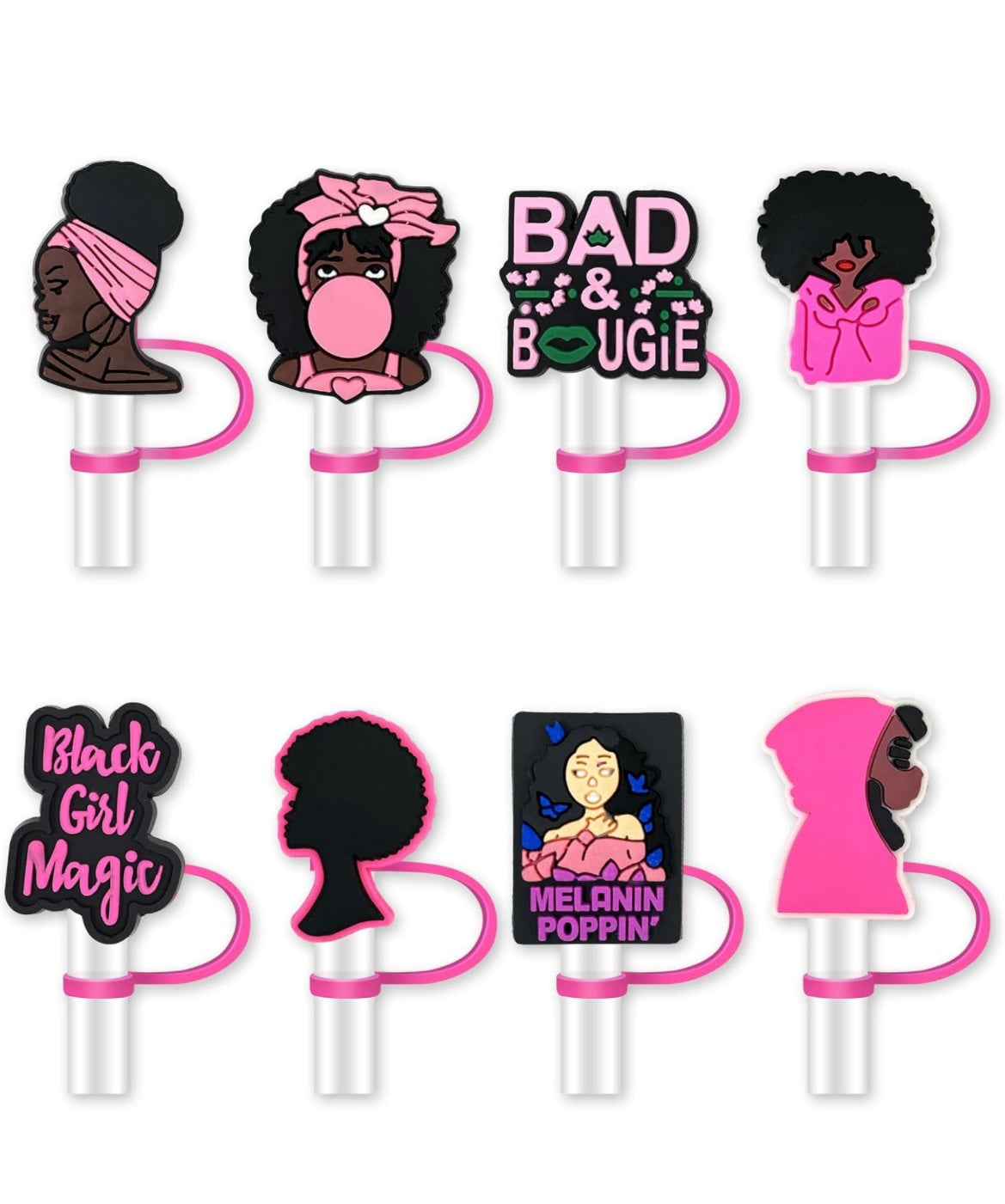 Black Girl Magic Straw Cap Covers