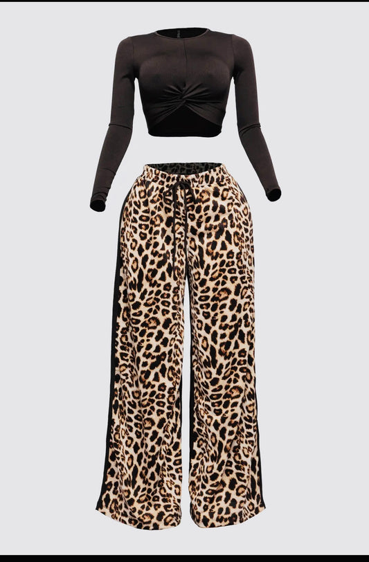 Cheetah Print Pants Set