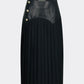 Faux Leather Pleated Midi Skirt