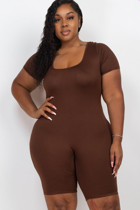 Plus Size Comfy Cotton Short Jumpsuit