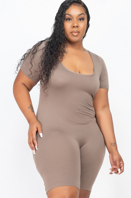 Plus Size Comfy Cotton Short Jumpsuit