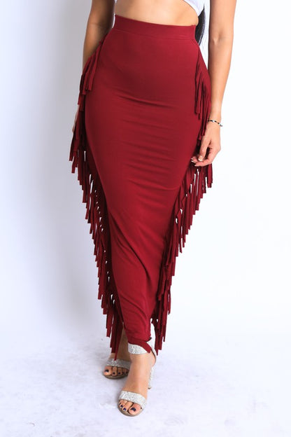 Fringed maxi skirt