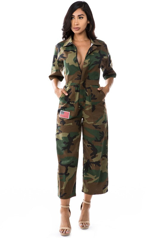 She A Soldier Camouflage Jumpsuit