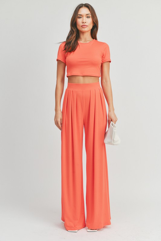 Crop Top and Palazzo Pants Set