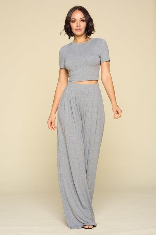 Crop Top and Palazzo Pants Set